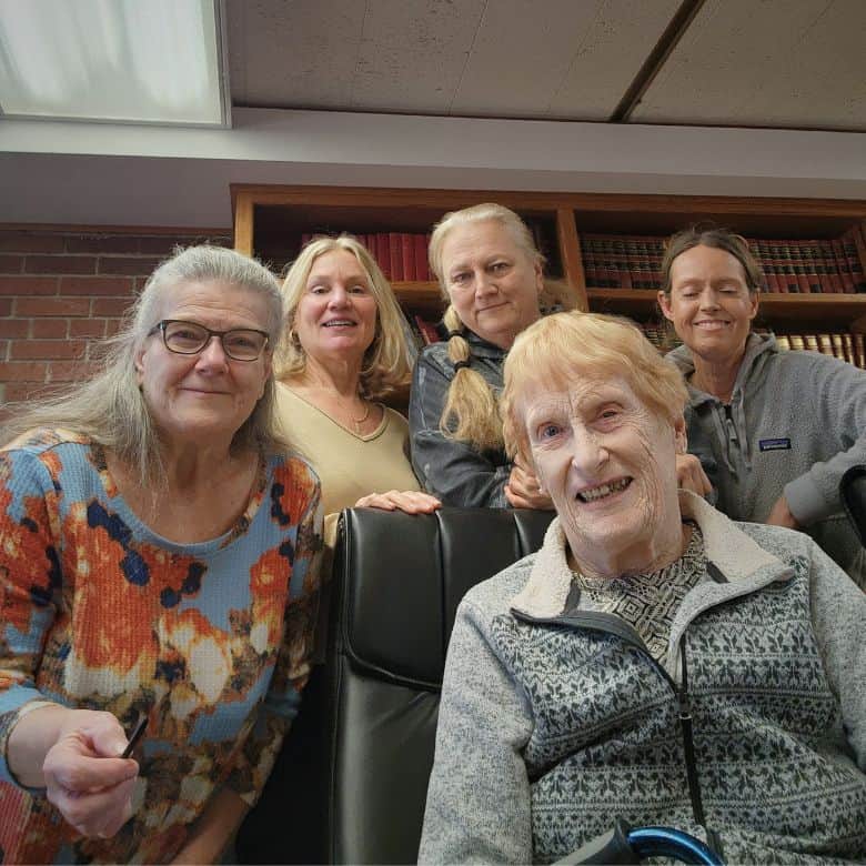 Group of smiling women at Lutheran Chicks Bible Study at Bethlehem Lutheran Church in West Dundee, IL