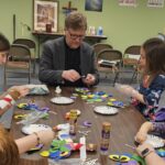 Pastor Joe Glombicki making craft with Sunday School students at Bethlehem Lutheran Church in West Dundee, IL